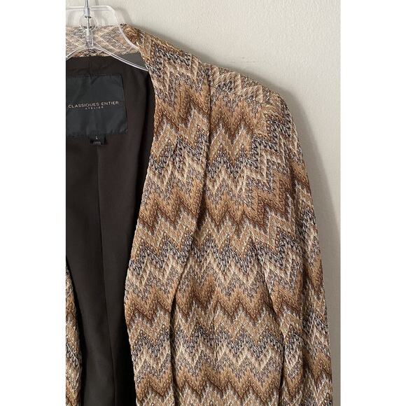 Classiques Entier Women’s Size Large Textured Lined Blazer Zig Zag Print Career - Picture 4 of 6